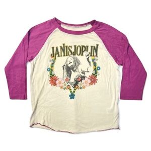 Vintage Inspired Janis Joplin Floral Pink Baseball Shirt